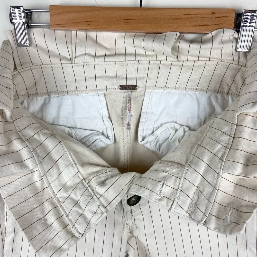 Free People Montella High-Rise Paperbag Pinstripe Jeans - Cream